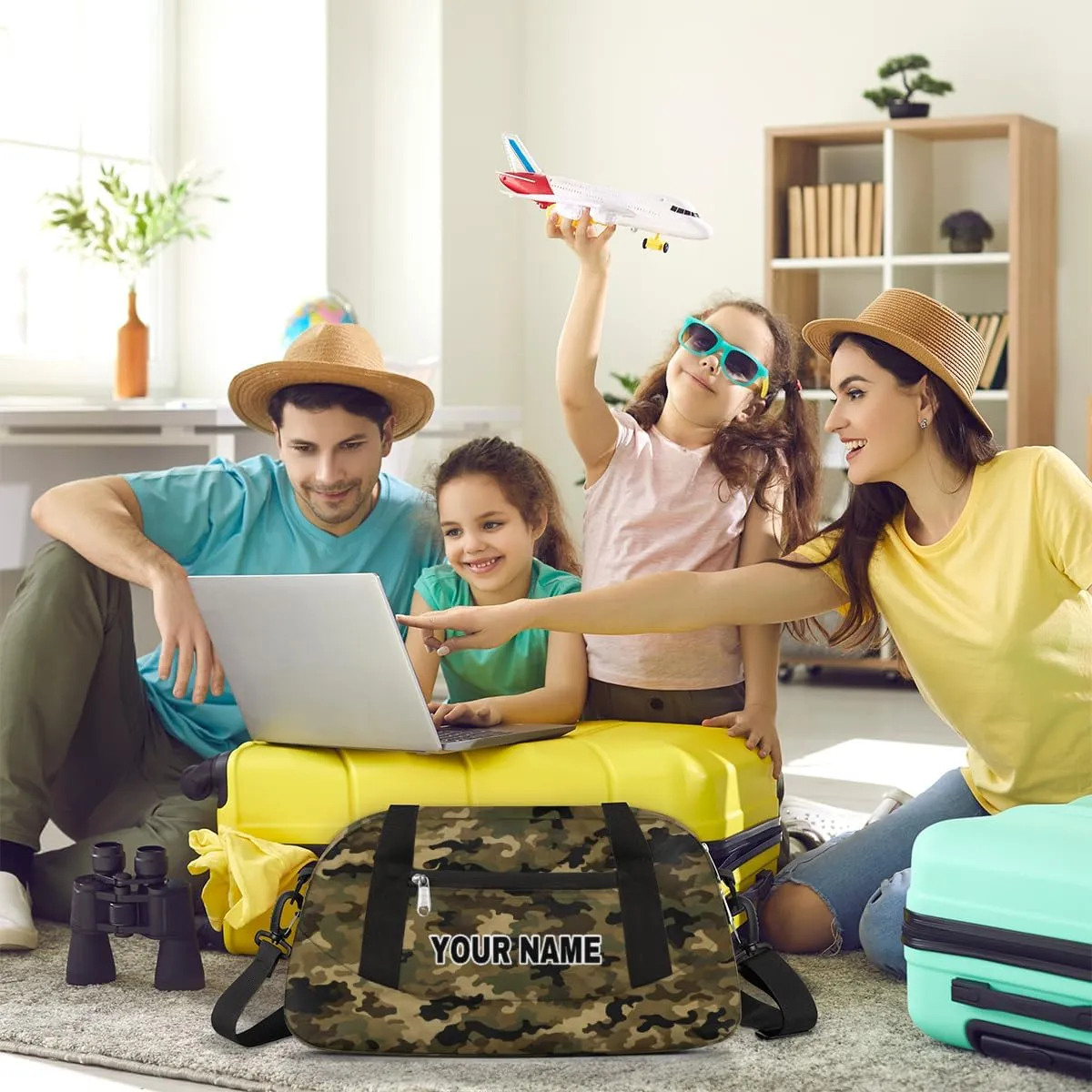 Green Camouflage Black Camo Personalized Kids Duffel Bags for Boys Girls, Personalized Custom Sports Gym Bag, Customized Travel Duffel Bag Girls Dance Bag Weekender Overnight Bag for Kids