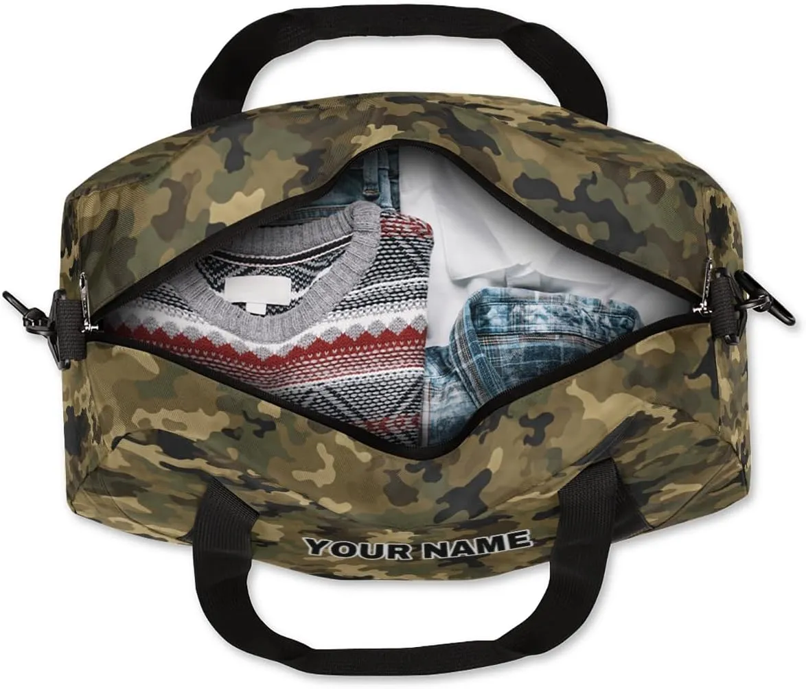 Green Camouflage Black Camo Personalized Kids Duffel Bags for Boys Girls, Personalized Custom Sports Gym Bag, Customized Travel Duffel Bag Girls Dance Bag Weekender Overnight Bag for Kids