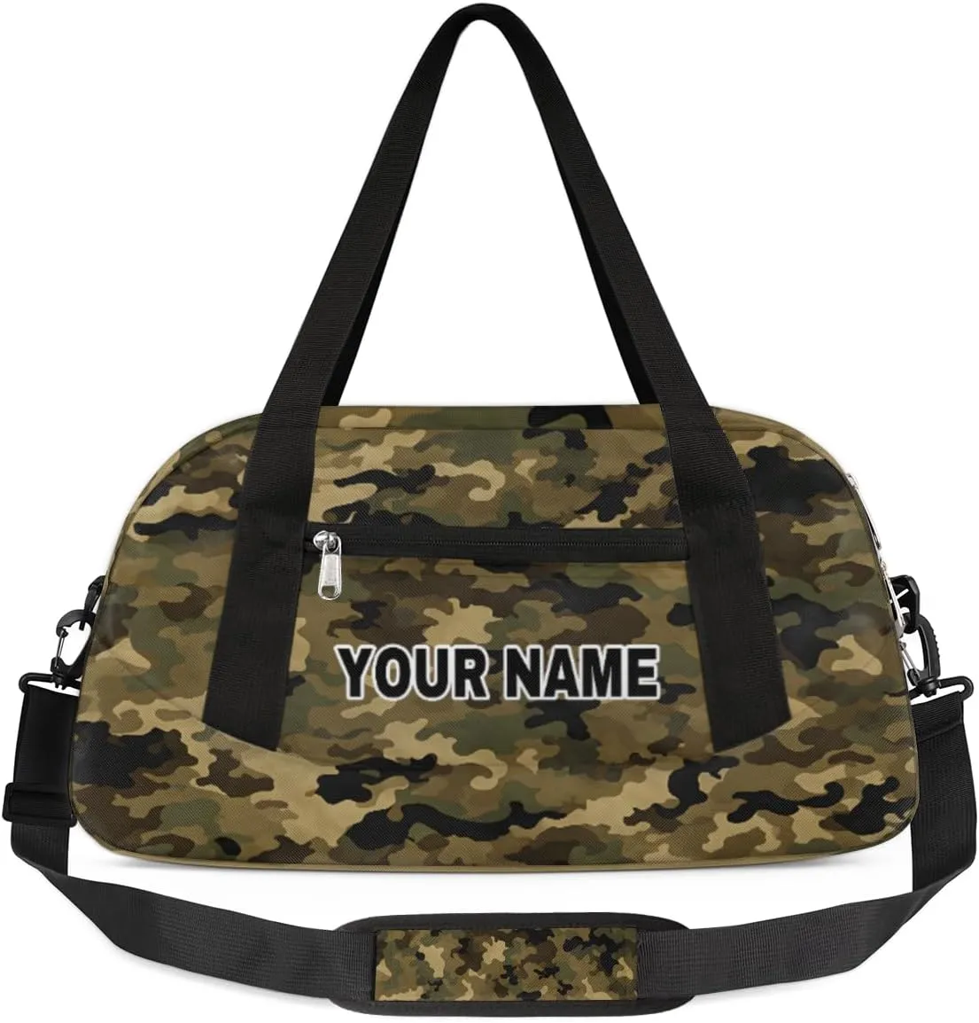 Green Camouflage Black Camo Personalized Kids Duffel Bags for Boys Girls, Personalized Custom Sports Gym Bag, Customized Travel Duffel Bag Girls Dance Bag Weekender Overnight Bag for Kids