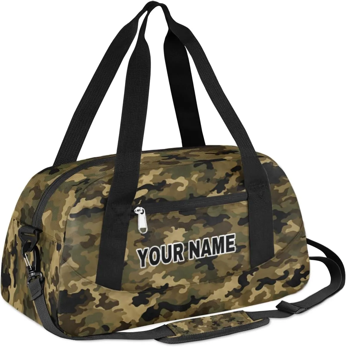 Green Camouflage Black Camo Personalized Kids Duffel Bags for Boys Girls, Personalized Custom Sports Gym Bag, Customized Travel Duffel Bag Girls Dance Bag Weekender Overnight Bag for Kids
