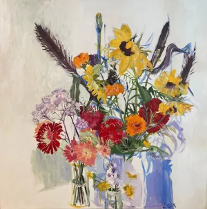 Grouping C-LB346 Acrylic Flower Paintings by Lila Bacon 08-2020 36x36