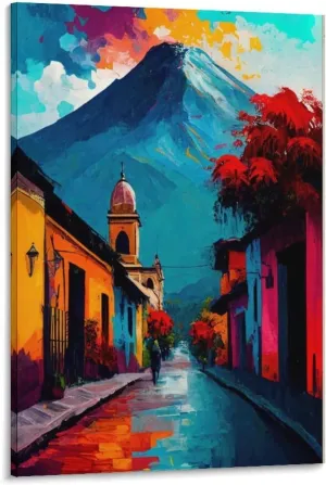 Guatemala Wall Art Poster Large Canvas Guatemala Travel Poster Vibrant Wall Art Antigua Guatemala Travel Prints Guatemalan Art Gift Canvas Art Poster And Wall Art Picture-Unframe-style-16x24inch(40x60cm)