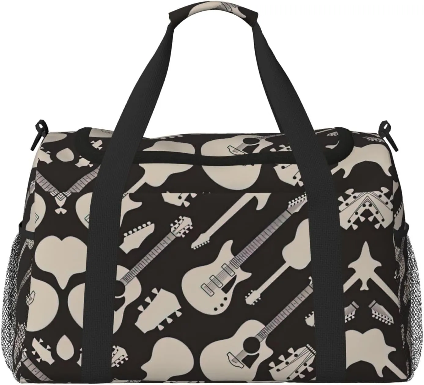 Guitar pattern print Large Canvas Travel Duffel Bag Weekender Bags for Women Overnight Bag Carry On Tote Bag
