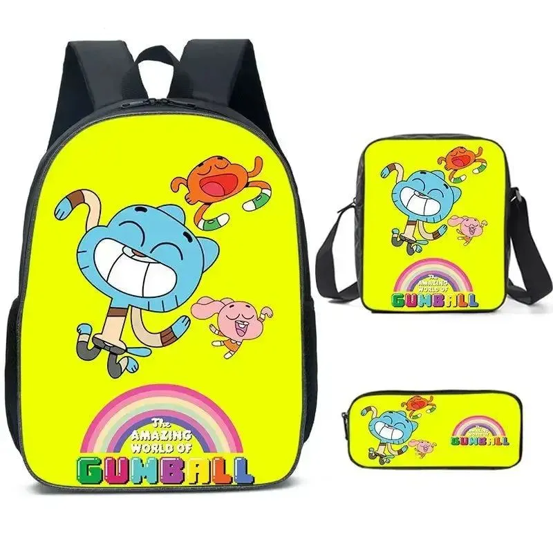 Gumball Amazing World Backpack Lunch Bag Pencil Case Set Gift for Kids Students