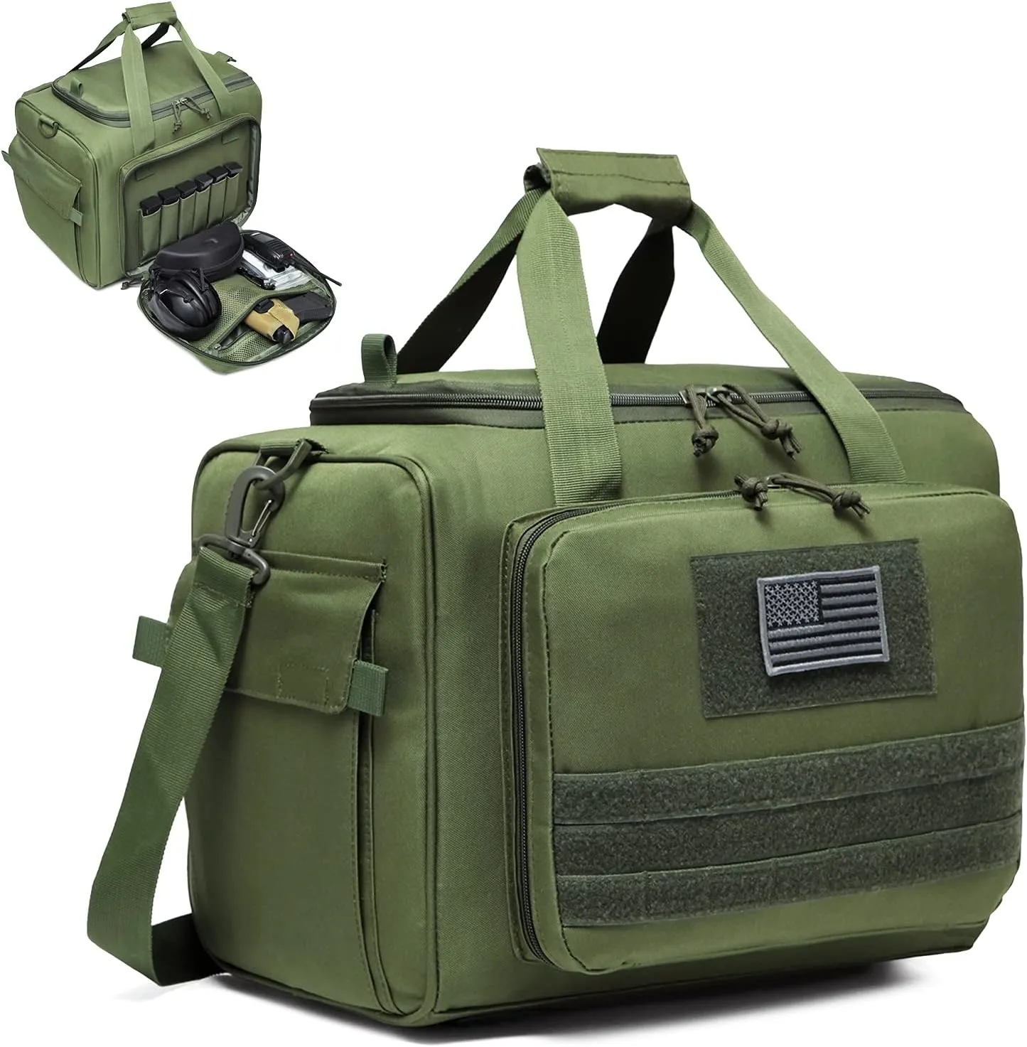 Gun Case Bag Large | Tactical 4  Pistol Bag Firearm Shooting Case with Lockable Zippers for Shooting Range Outdoor Hunting | 2x Removable Dividers Included