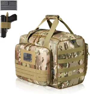 Gun Case Bag Large | Tactical 4  Pistol Bag Firearm Shooting Case with Lockable Zippers for Shooting Range Outdoor Hunting | 2x Removable Dividers Included