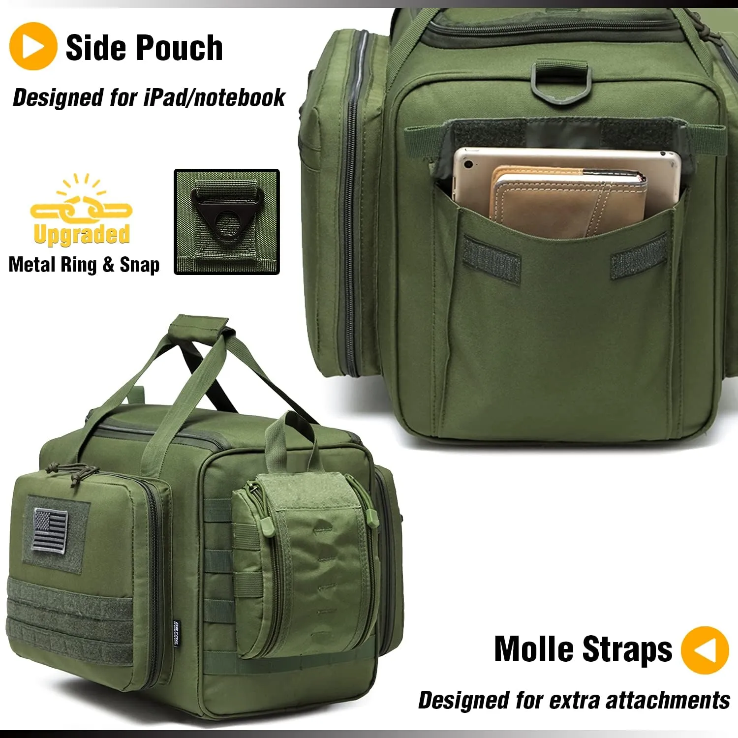 Gun Case Bag Large | Tactical 4  Pistol Bag Firearm Shooting Case with Lockable Zippers for Shooting Range Outdoor Hunting | 2x Removable Dividers Included