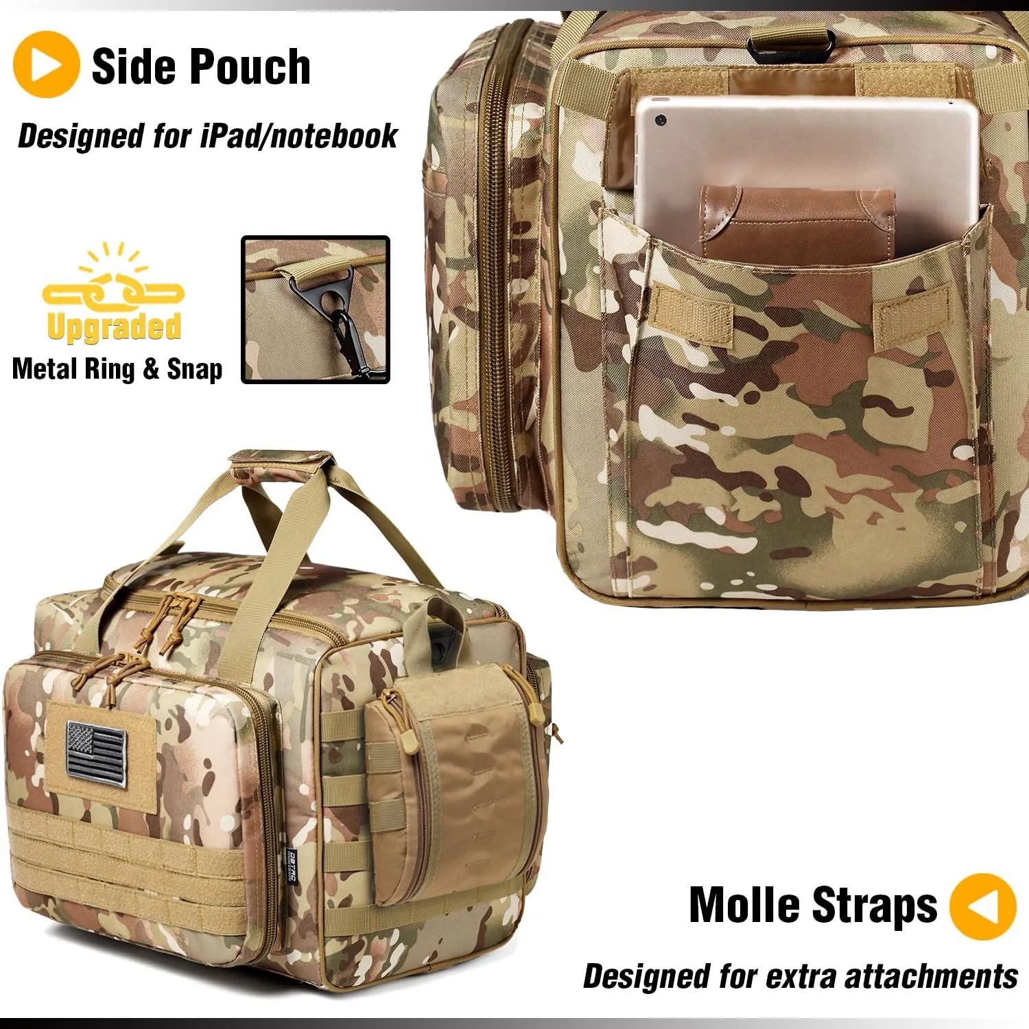Gun Case Bag Large | Tactical 4  Pistol Bag Firearm Shooting Case with Lockable Zippers for Shooting Range Outdoor Hunting | 2x Removable Dividers Included