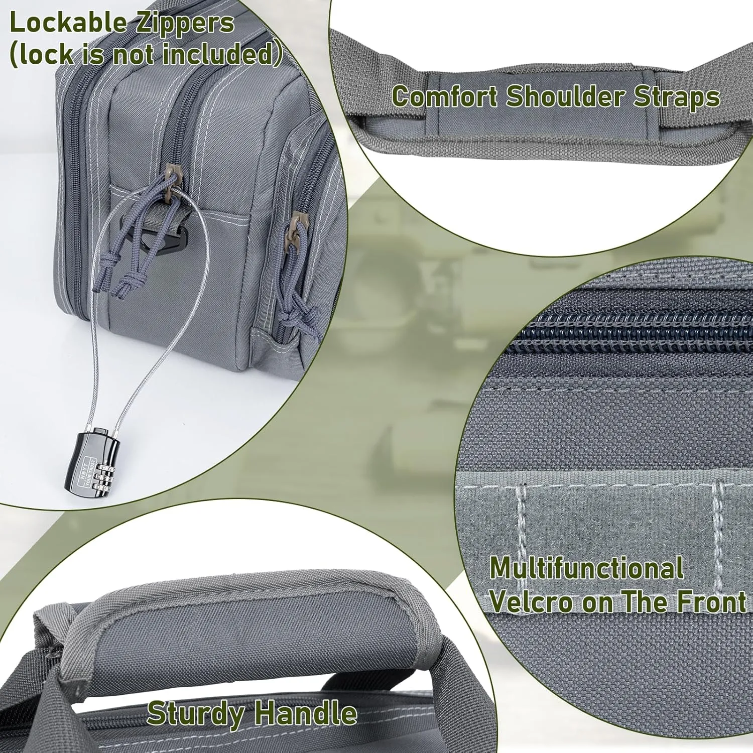Gun Range Bag, Tactical 2 Pistol Bag for Handguns and Ammo, Firearm Shooting Case with Multi-Pockets, Duffle Bag for Shooting & Outdoor Hunting