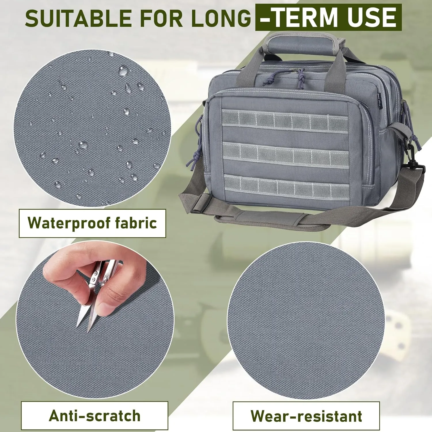 Gun Range Bag, Tactical 2 Pistol Bag for Handguns and Ammo, Firearm Shooting Case with Multi-Pockets, Duffle Bag for Shooting & Outdoor Hunting
