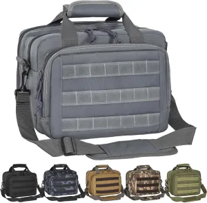 Gun Range Bag, Tactical 2 Pistol Bag for Handguns and Ammo, Firearm Shooting Case with Multi-Pockets, Duffle Bag for Shooting & Outdoor Hunting