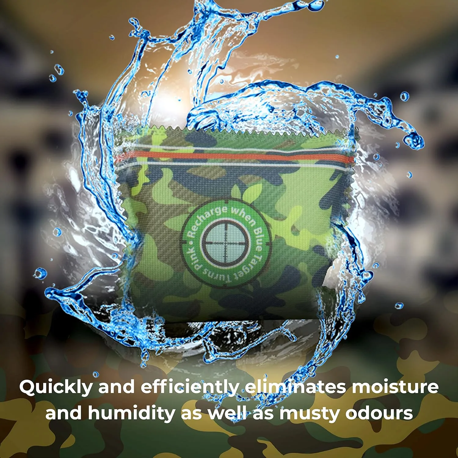 Gun Safe Dehumidifier Camouflage - Rechargeable Desiccant Dehumidifier Bags - Reusable & Absorbs Moisture & Humidity - 4x Pack
