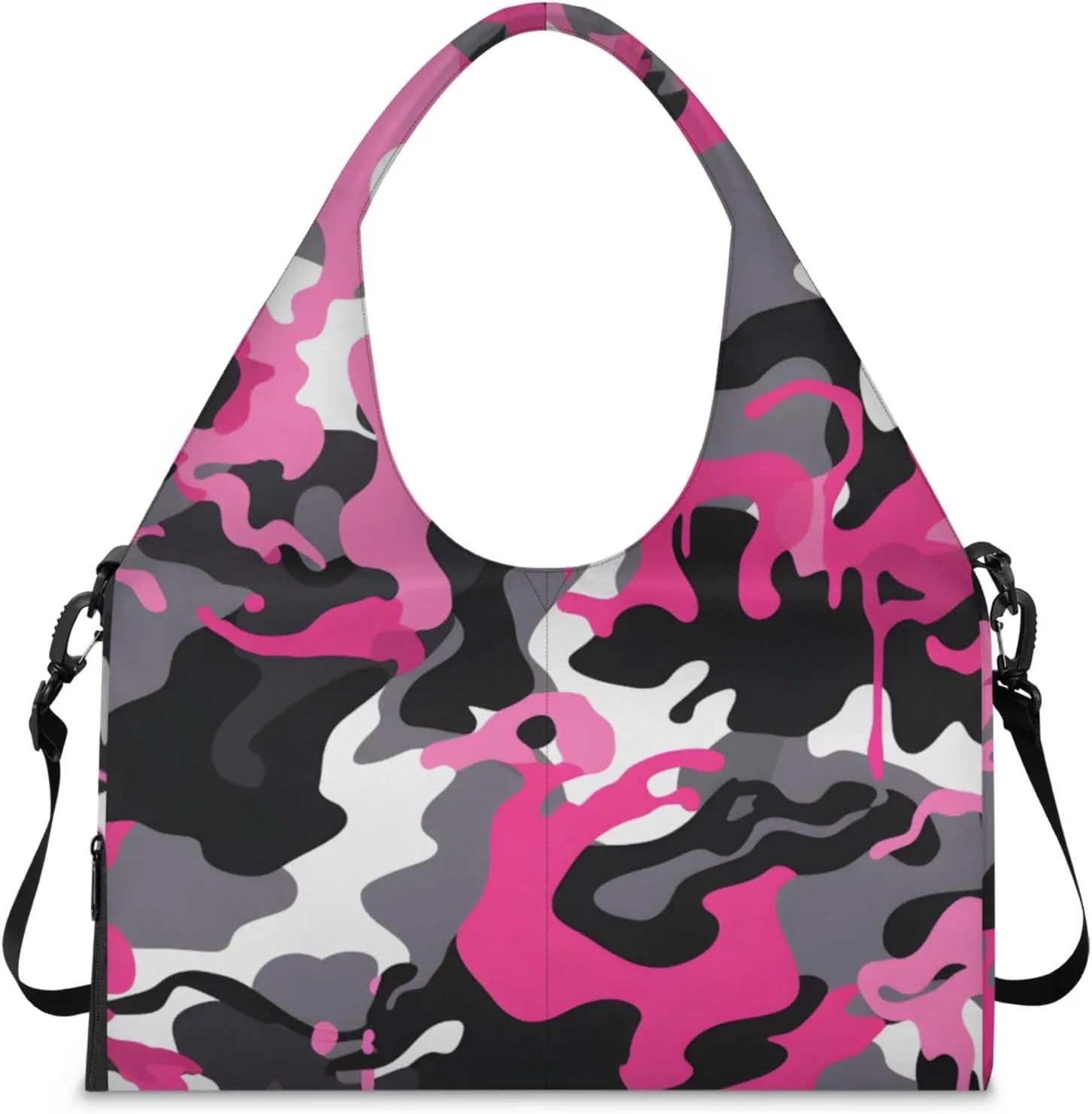 Gym Bag for Women Camouflage Printed Duffel Bag with Shoe Compartment and Yoga Mat Holder Portable Weekender Bags Travel Tote Bags