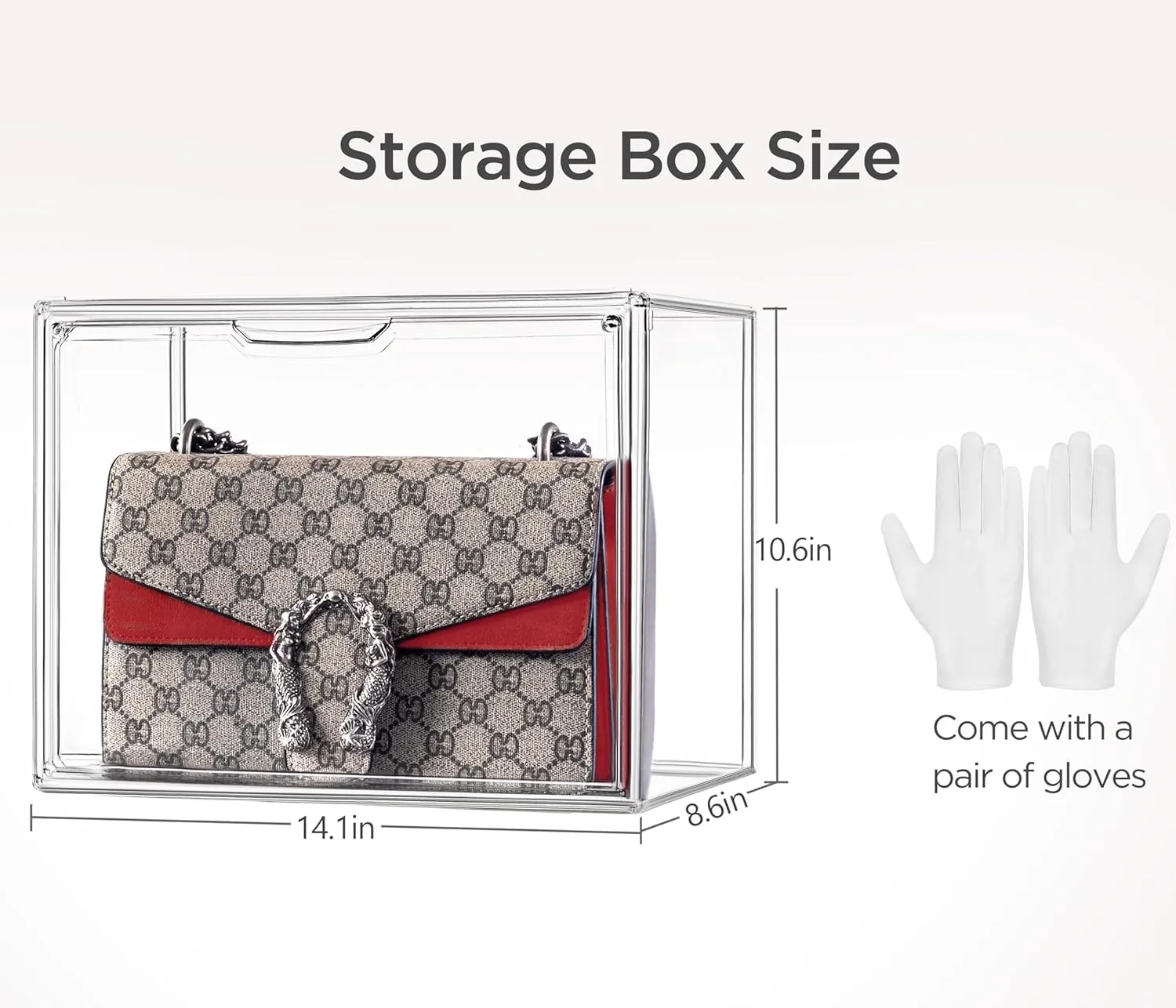 HBlife 5 Pack Purse Storage Organizer for Closet, Large Clear Stackable Handbag Display Case Box with Magnetic Door for Collectibles, Cosmetics, Women Heels and Toys