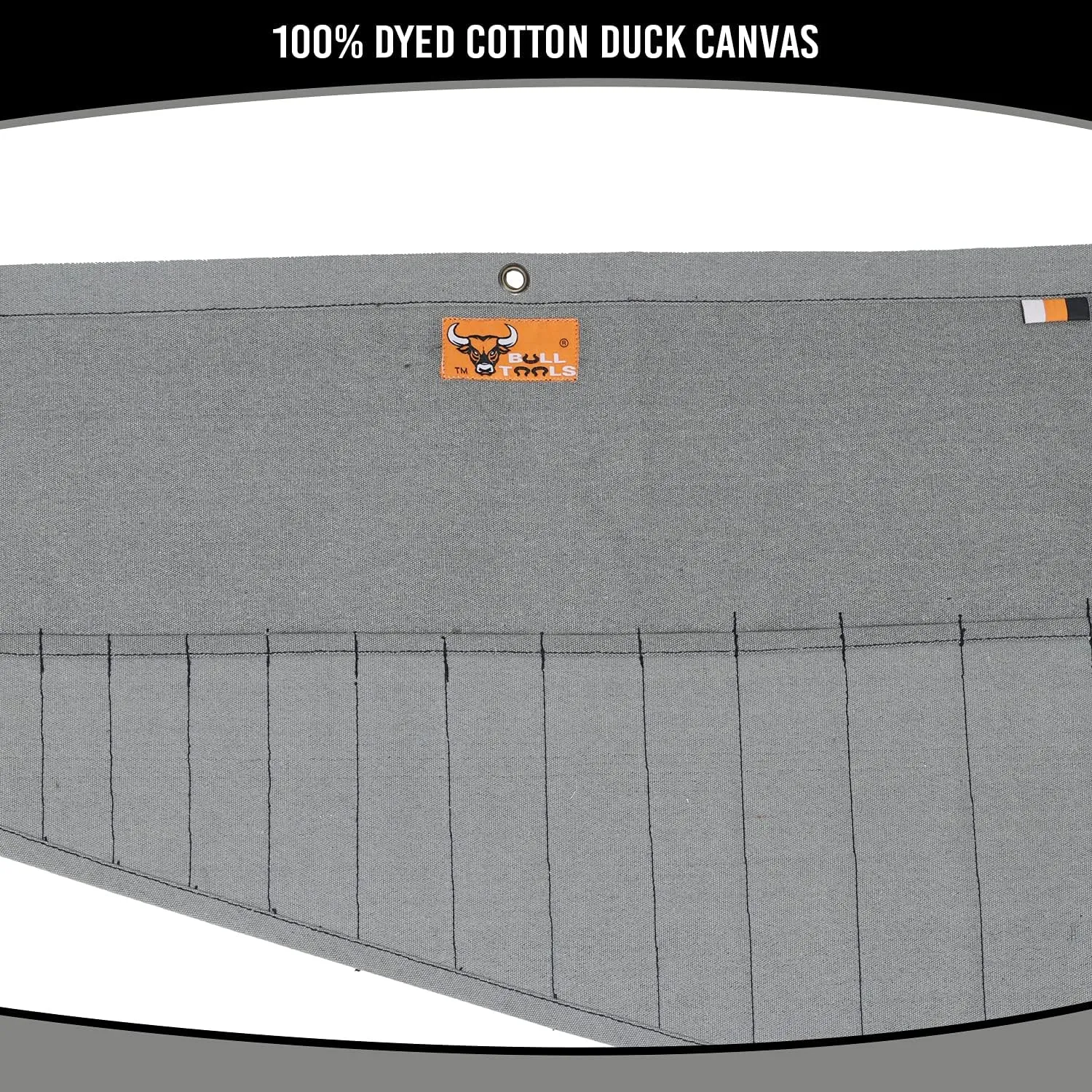 Heavy Duty Canvas Tool Organizer Roll Up Bag, 16 Pockets for Metric & SAE Wrenches, Portable Wrench Pouch for Mechanics, Durable Tool Wrap - Washed Black/Grey (Tools Not Included)