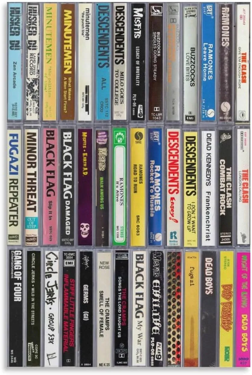 HEOVI 70’s & 80’s Punk Rock Hardcore Rock & Roll Cassettes Art Wall Decoration Poster Family Bar Restaurant Garage Cafe Art Sign Gift Unframe-style 20x30inch(50x75cm)