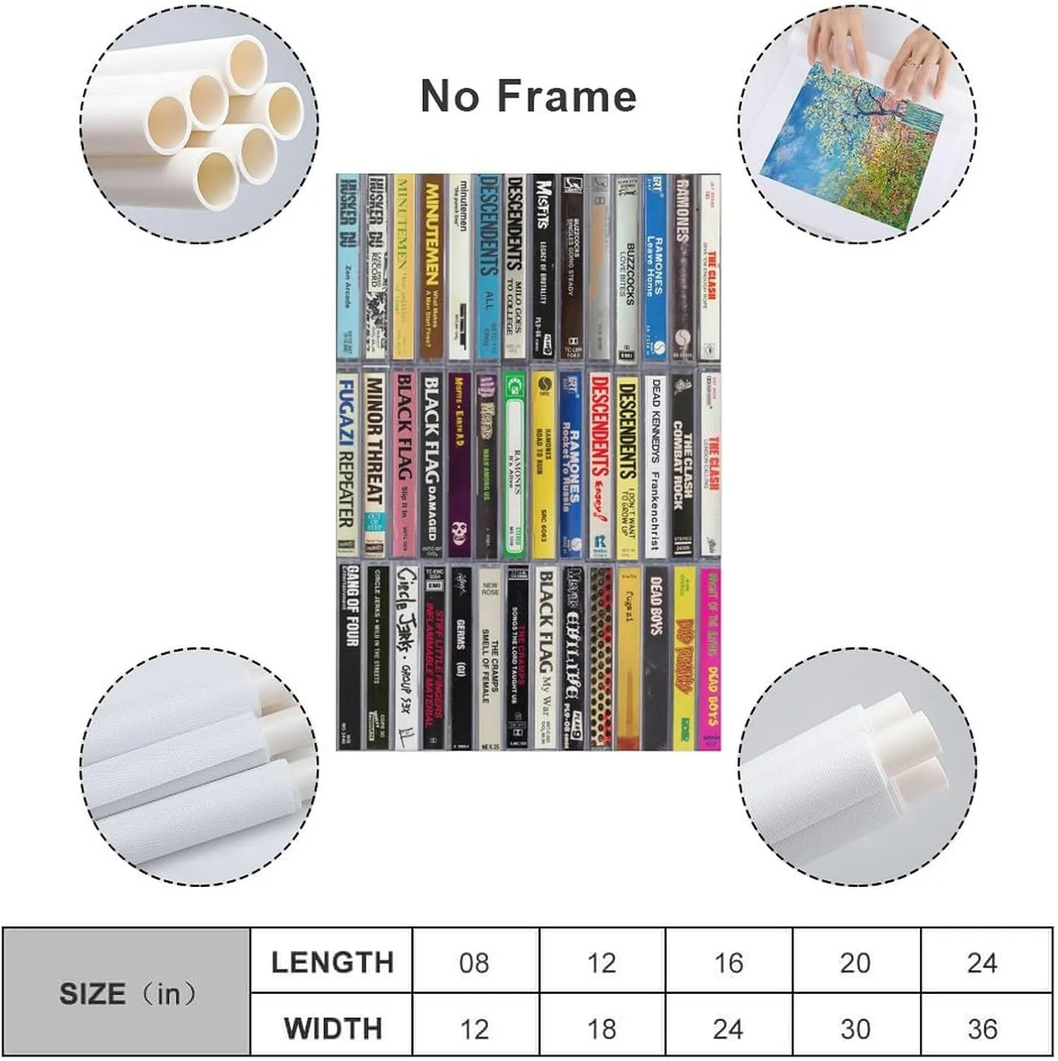 HEOVI 70’s & 80’s Punk Rock Hardcore Rock & Roll Cassettes Art Wall Decoration Poster Family Bar Restaurant Garage Cafe Art Sign Gift Unframe-style 20x30inch(50x75cm)