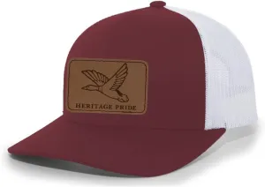 Heritage Pride Mallard Duck Laser Engraved Leather Mens Trucker Hat Baseball Cap