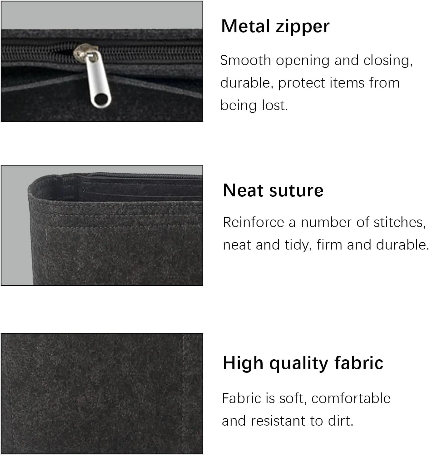Hermes Birkin 31 Purse Organizer - Felt Insert Bag Organizer for Women - Black