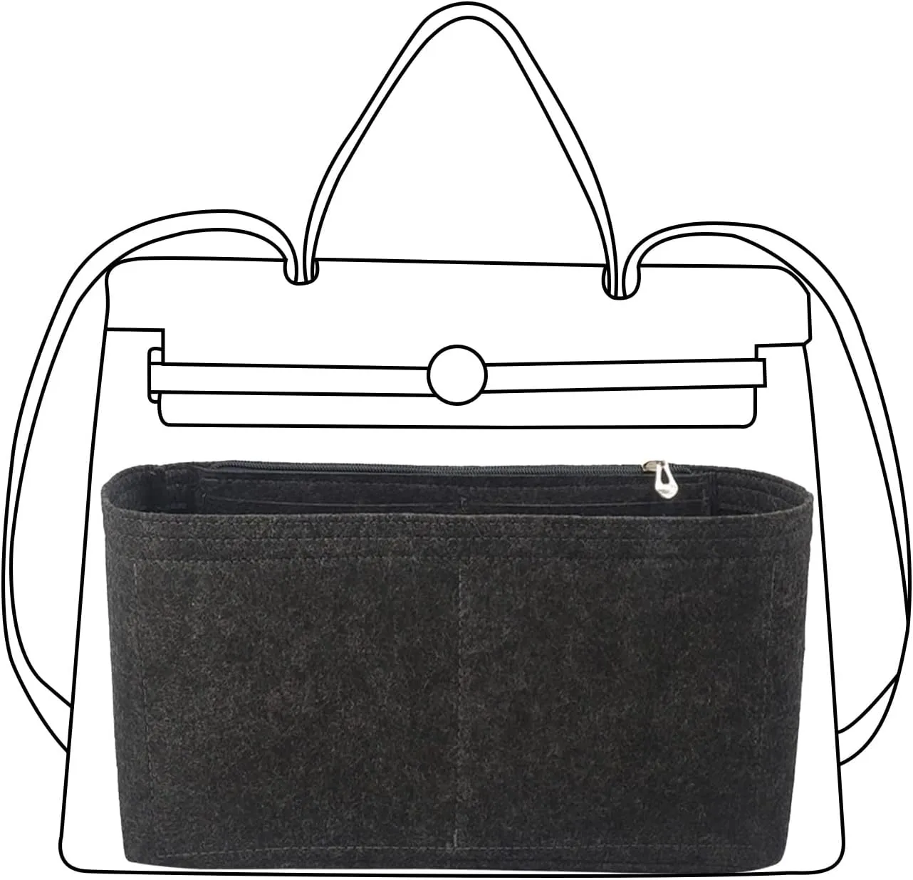 Hermes Birkin 31 Purse Organizer - Felt Insert Bag Organizer for Women - Black
