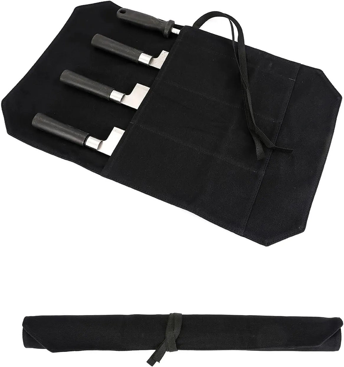 HERSENT Chef's Knife Roll Bag,Portable Travel Chef Knife Case Carrier Storage Bag with 4 Slots Best Gift for Pro Chef or Culinary Enthusiasts Men Women