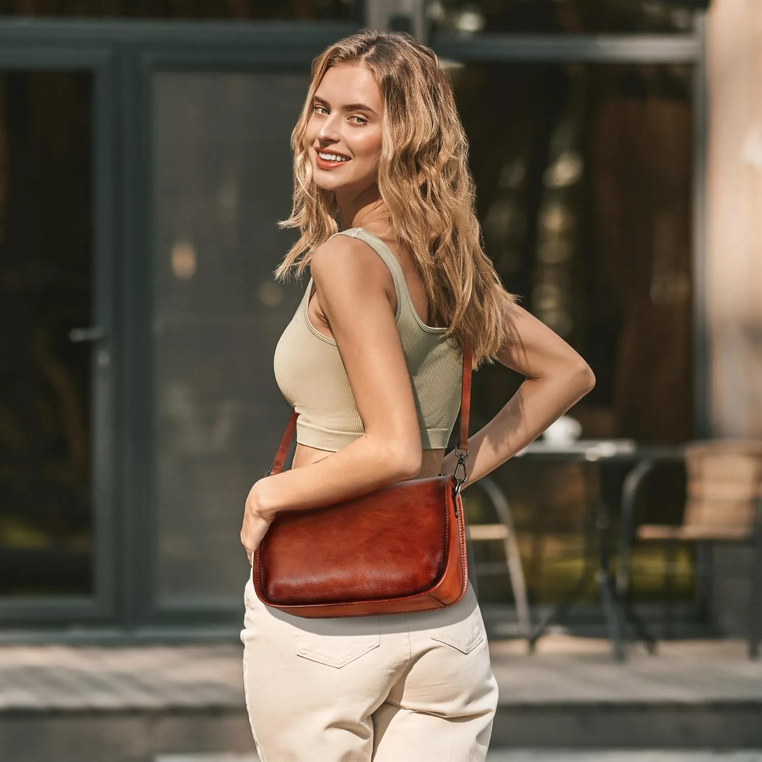 HESHE Crossbody Bag for Women Leather Hobo Purse Trendy Lightweight Boho Shoulder Bag with Two Straps Designer Cross Body Bag