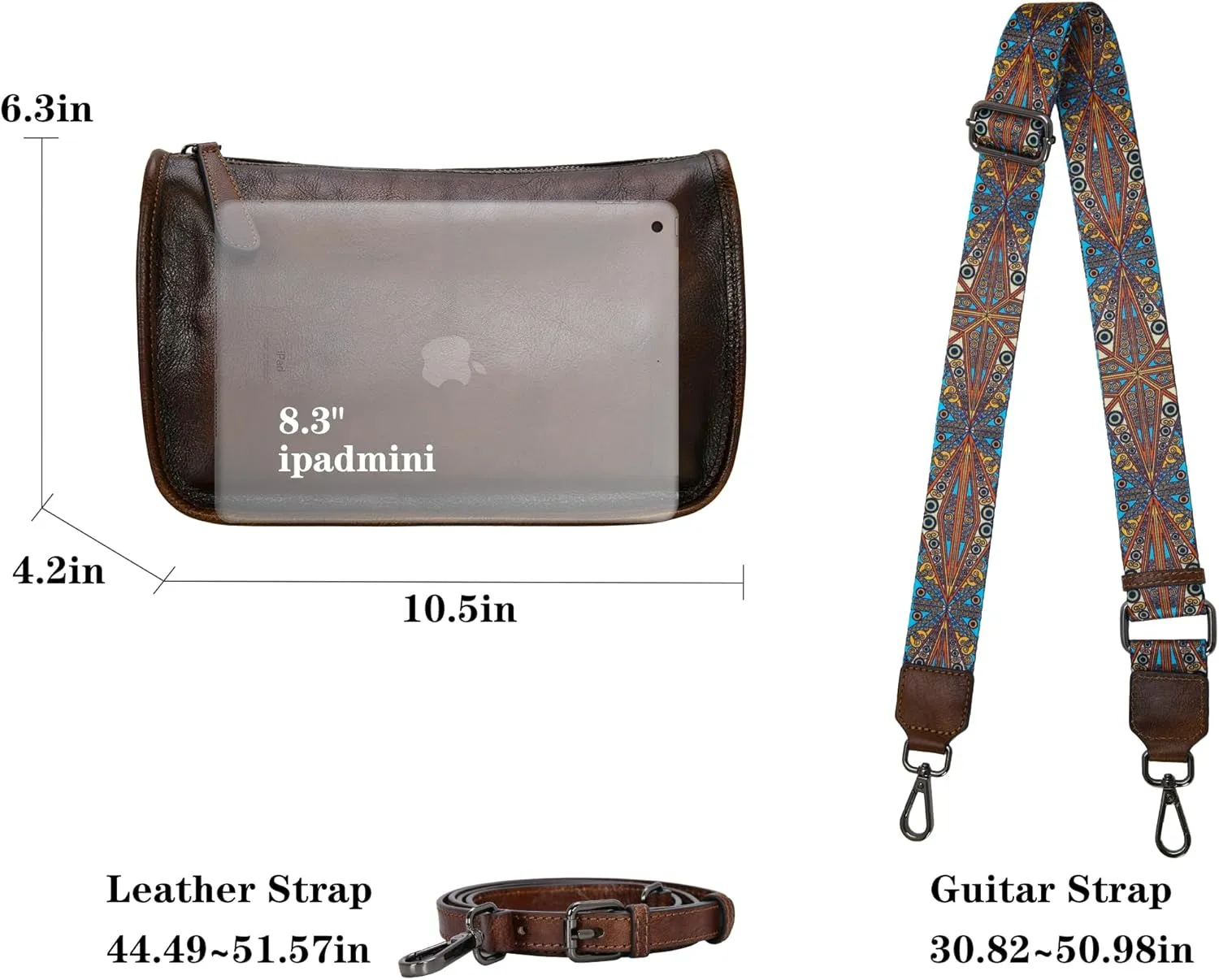 HESHE Crossbody Bag for Women Leather Hobo Purse Trendy Lightweight Boho Shoulder Bag with Two Straps Designer Cross Body Bag