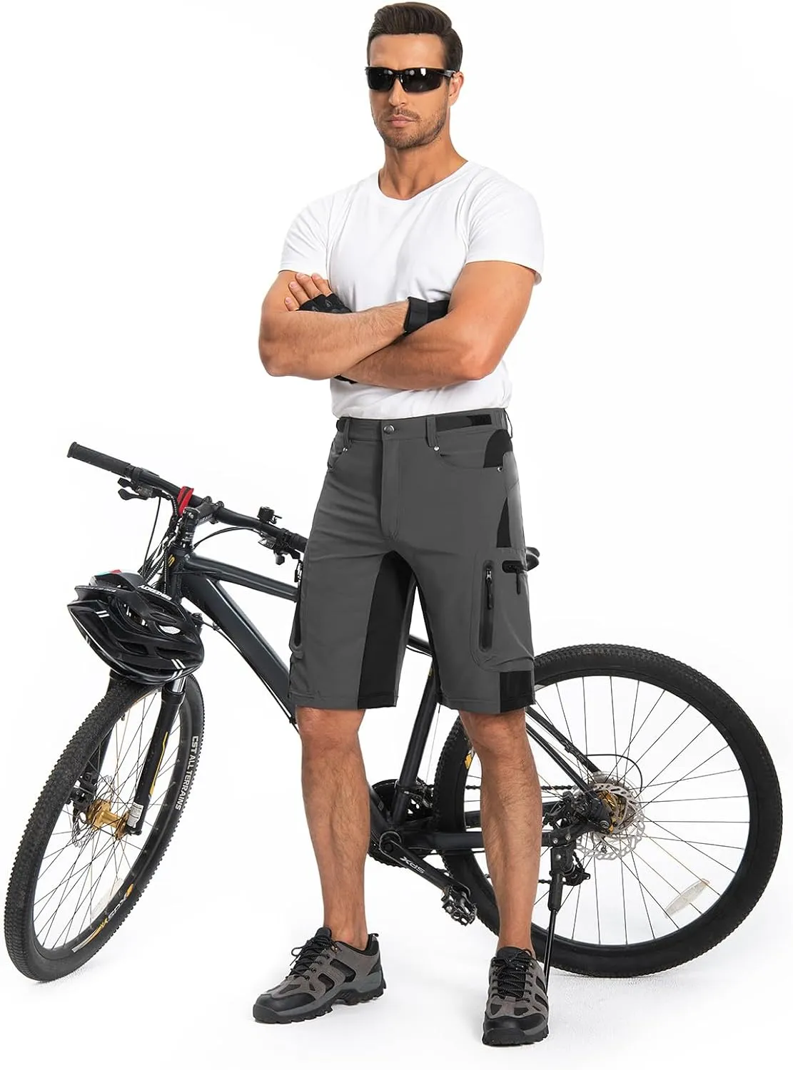 Hiauspor Mens Hiking Cargo Shorts Lightweight Water-Resistant Quick Dry Stretch for Casual Golf Fishing Tactical Bike Outdoor