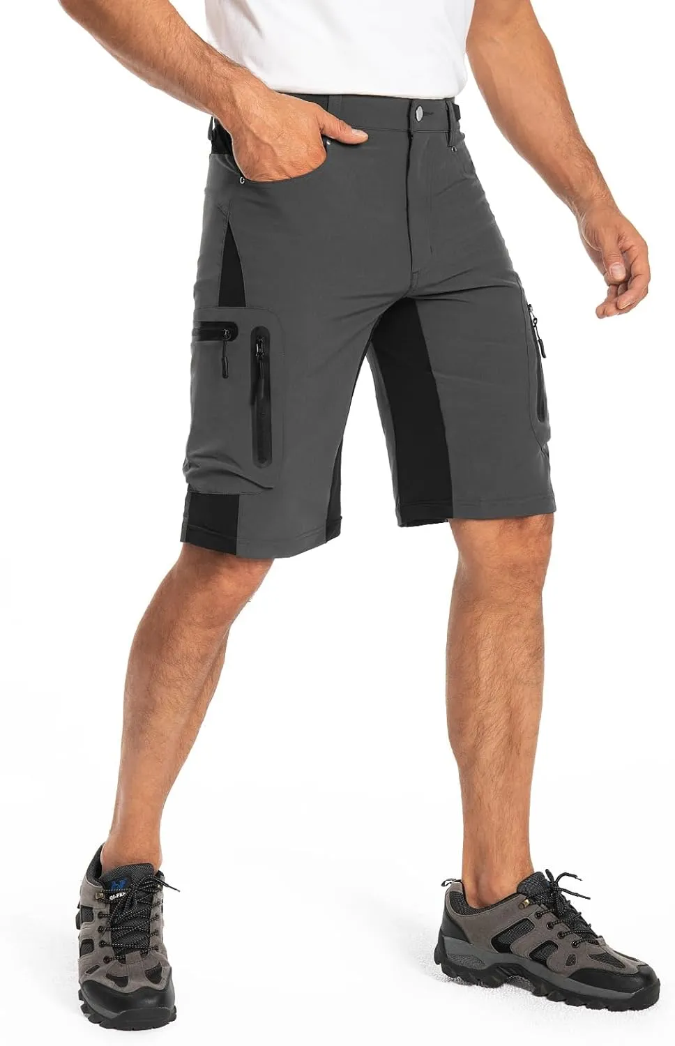 Hiauspor Mens Hiking Cargo Shorts Lightweight Water-Resistant Quick Dry Stretch for Casual Golf Fishing Tactical Bike Outdoor