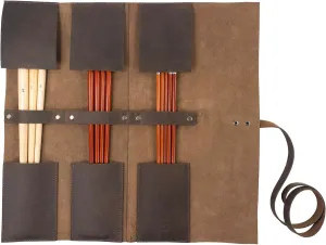 Hide & Drink - Artist Roll for Brushes Handmade from Full Grain Leather - Bourbon Brown