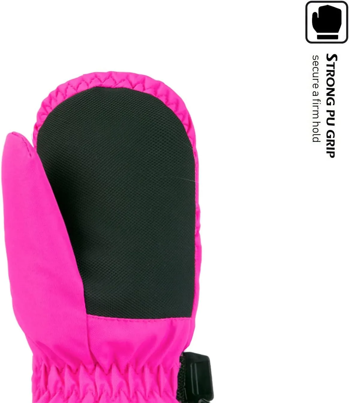 HIGHCAMP Kids Long Cuff Winter Snow Ski Mitten with Zipper Waterproof Gloves for Toddler Boys Girls