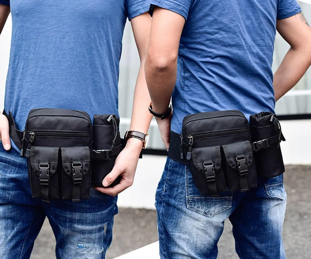 Hiking Waist Fanny Pack With Water Bottle Holder Running Waist Hip Belt Bag Motorcycle Bike Pouch Shoulder Bag