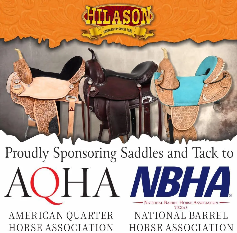HILASON Flex Tree Western Horse Saddle in American Leather Barrel Trail | Leather Saddle | Western Saddle | Saddle for Horses | Horse Saddle Western