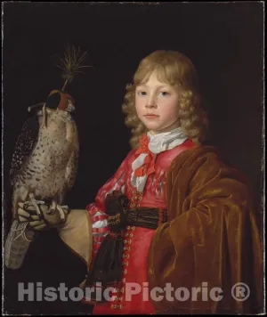 Historic Pictoric Art Print : Wallerant Vaillant - Portrait of a Boy with a Falcon : Vintage Wall Décor : 16in x 20in