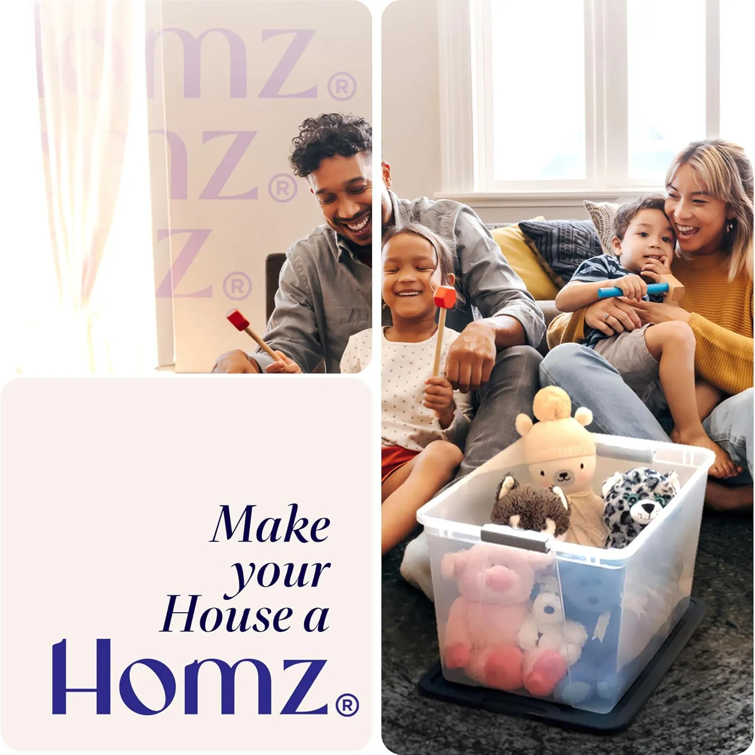 HOMZ Drawer Tower, 3-Tier Clear Blue Plastic Storage Organizer Cart, White Frame - Rolling Drawer Containers with Wheels for Bathroom, Bedroom, Office, and Classroom Organization