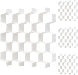 Honeycomb drawer organizer and divider, underwear, socks, tie sorter, office supplies and sundry sorting 32 pieces (White)