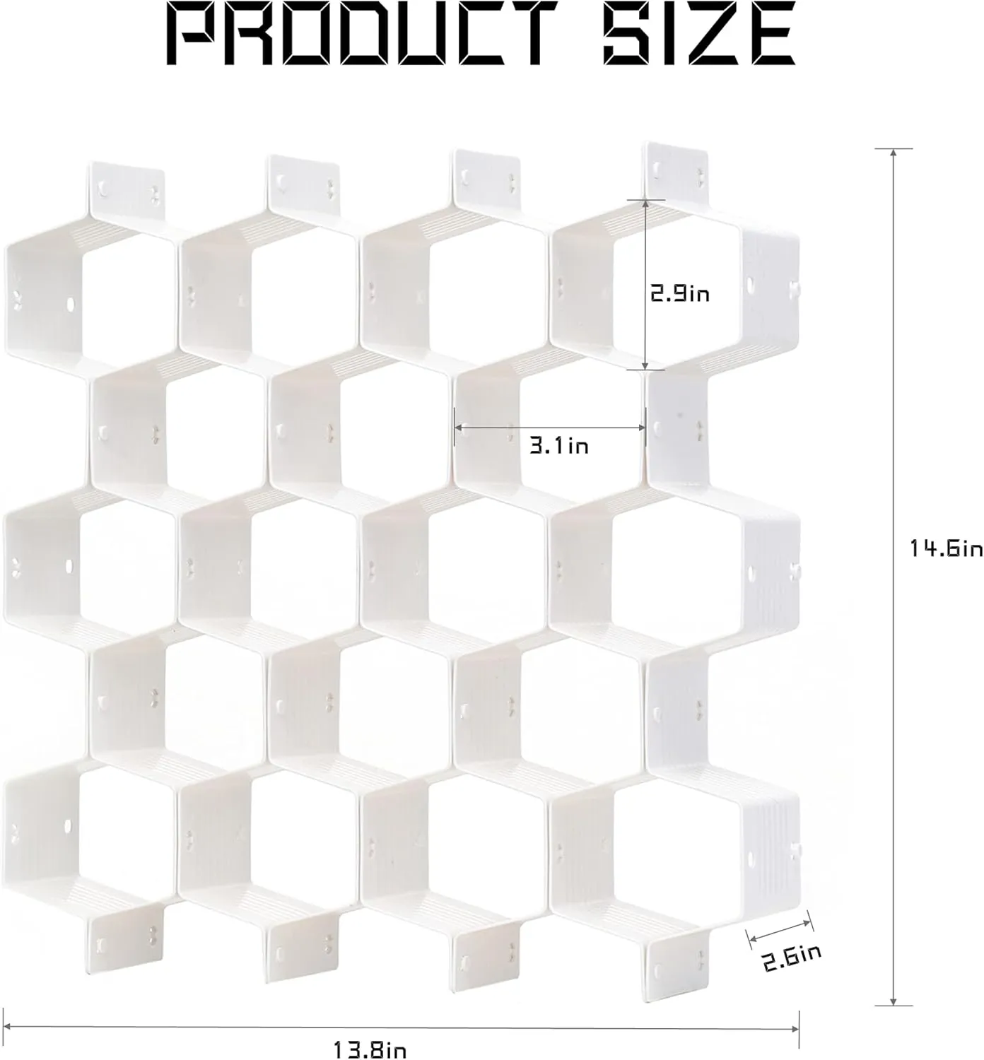 Honeycomb drawer organizer and divider, underwear, socks, tie sorter, office supplies and sundry sorting 32 pieces (White)