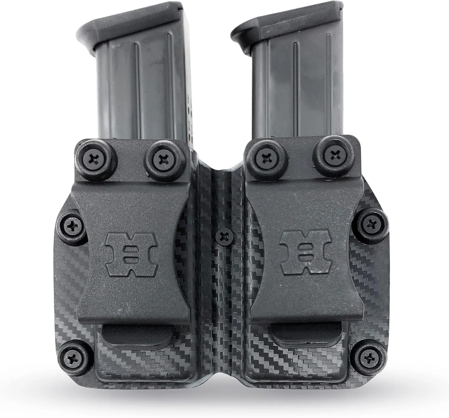 Houston Gun Holsters Double Kydex Magazine Pouch Case Concealment Tactical | Multi Use Holster Belt Loop for Pistol | Double Mag Case Pouch | Fits Double Mag Double Stack Glock .45 (KYC-113B)