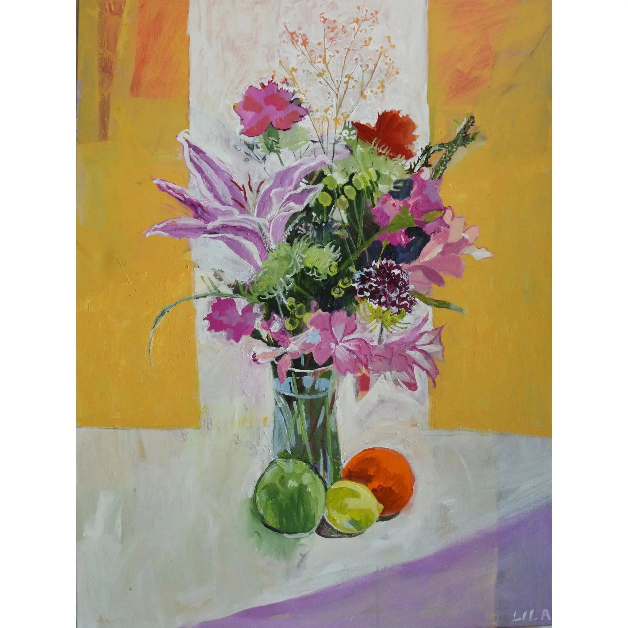 Huge Lily Spring c-lb321 by Lila Bacon Floral Painting on Canvas