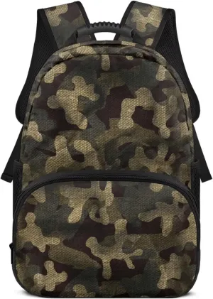 HUGS IDEA Camouflage Print Backpack for Teen Boys Water-Resistant School Bags Multi-Compartment Rucksack for Elementary Middle Students 17 Inch Kids Bookbag for Hiking Caamping Travel