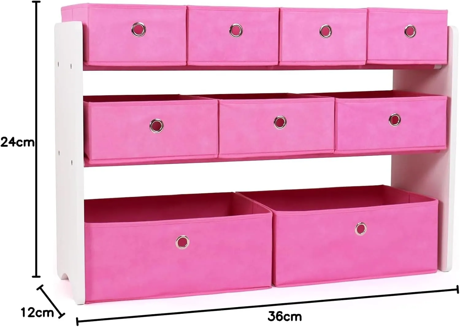 Humble Crew Toy Storage Organizer with 9 Removable Fabric Bins, White/Pink – Premium Playroom Toy Organizer for Toddlers Ideal for Kids' Rooms, Playrooms, and Nurseries - Modern Toy Bins for Kids
