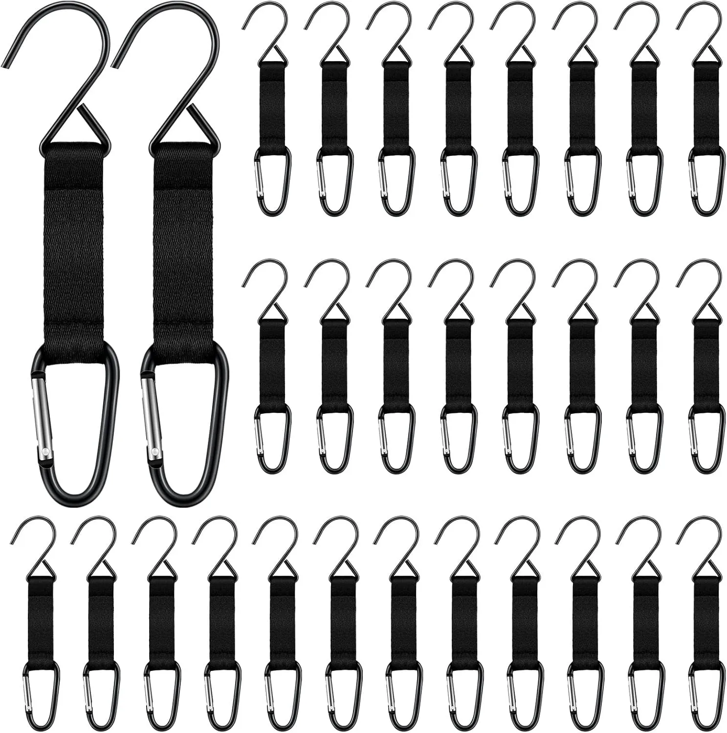 Hungdao Nylon Fence Hooks - Multifunctional Hanging Buckles for Baseball & Softball Equipment(Black Hook,30 Pieces)