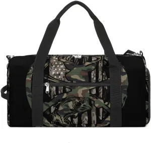 Hunting Deer Bass Fishing Lure Camo Camouflage American Flag Black A Fitness Bag with Large Storage Space Is Suitable for Portable Outdoor Use