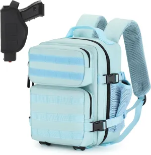 HUNTVP 9L Mini Tactical Backpack with Holster for Women - Small Military MOLLE Backpack for Sport, Hiking, Travel, Gym (Blue)
