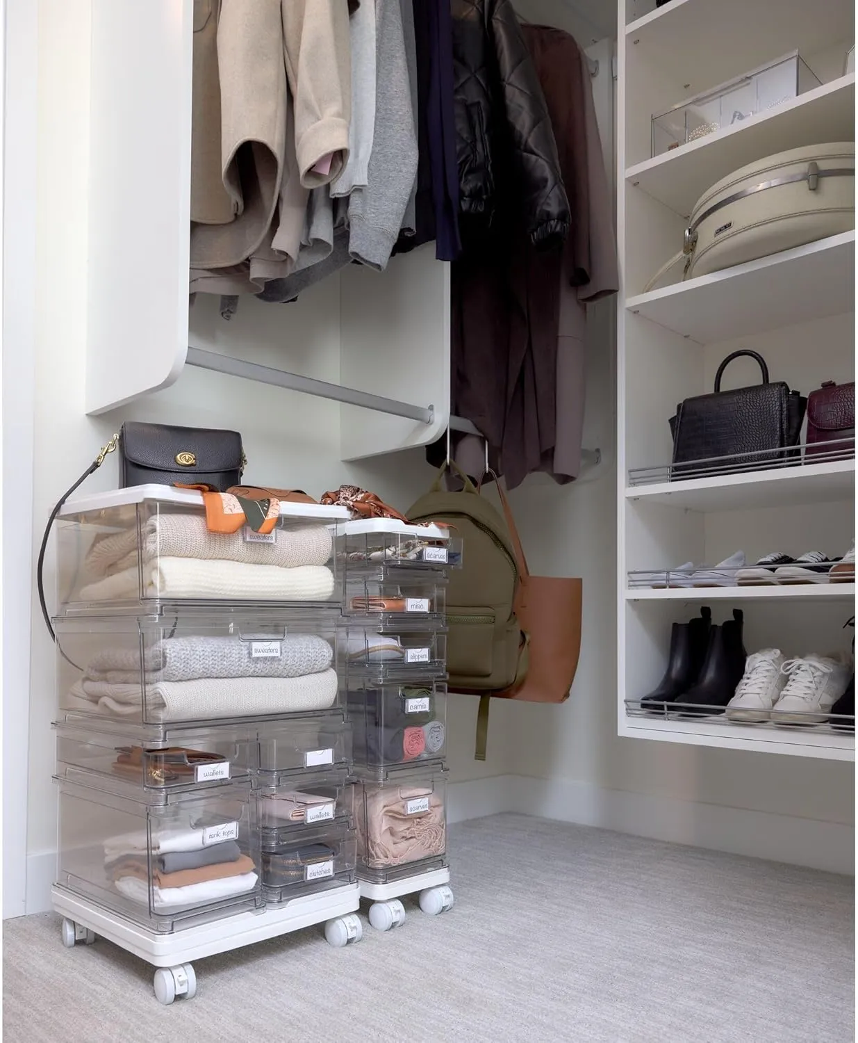 iDesign The Sarah Tanno Collection 5-Drawer Stacking Cosmetic Organizer Cart, Clear