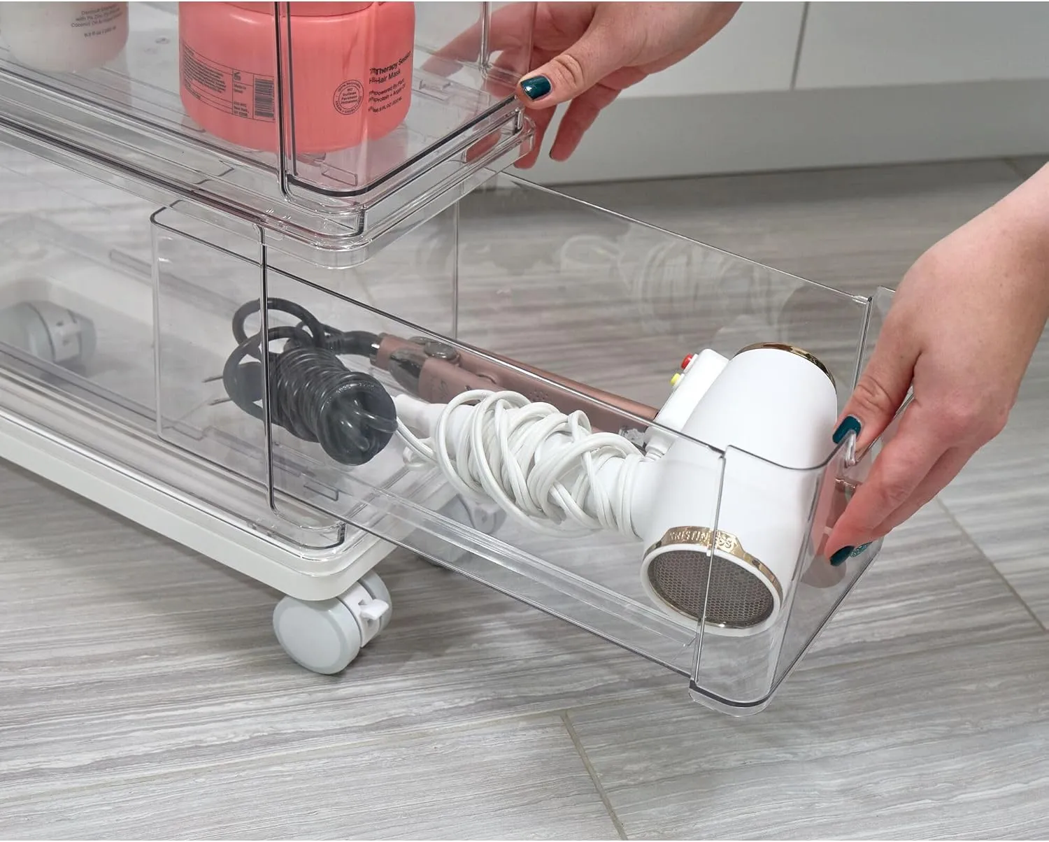 iDesign The Sarah Tanno Collection 5-Drawer Stacking Cosmetic Organizer Cart, Clear