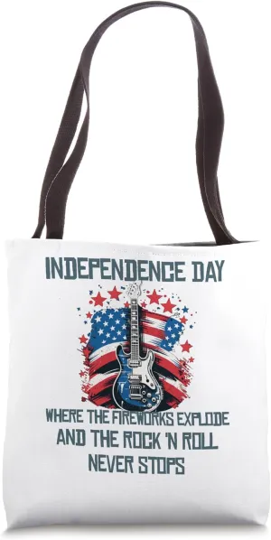 Independence Day with fireworks and rock'n roll Tote Bag