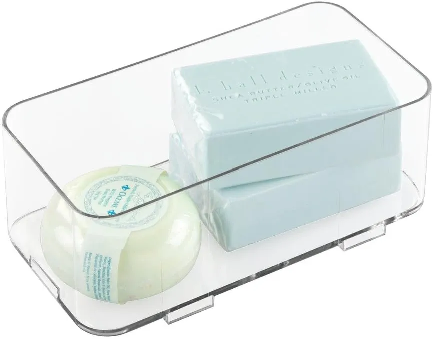 InterDesign Clarity Bathroom Interlocking Drawer Organizer for Soap, Cosmetics, Beauty Products, Clear, Medium, 8-inch x 4-inch x 3-inch