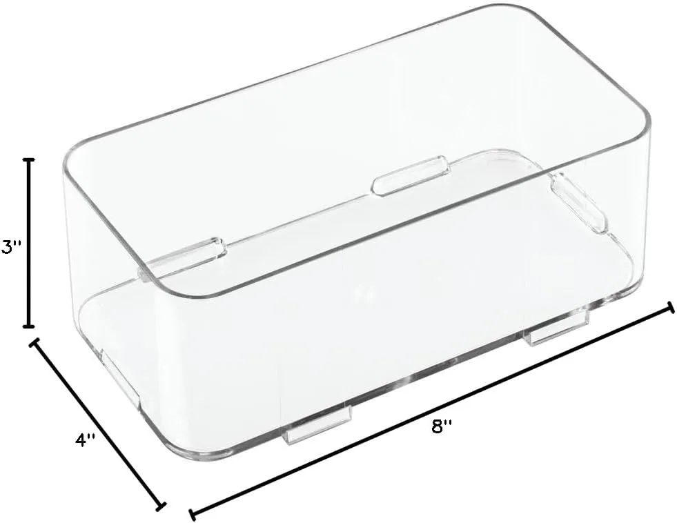 InterDesign Clarity Bathroom Interlocking Drawer Organizer for Soap, Cosmetics, Beauty Products, Clear, Medium, 8-inch x 4-inch x 3-inch