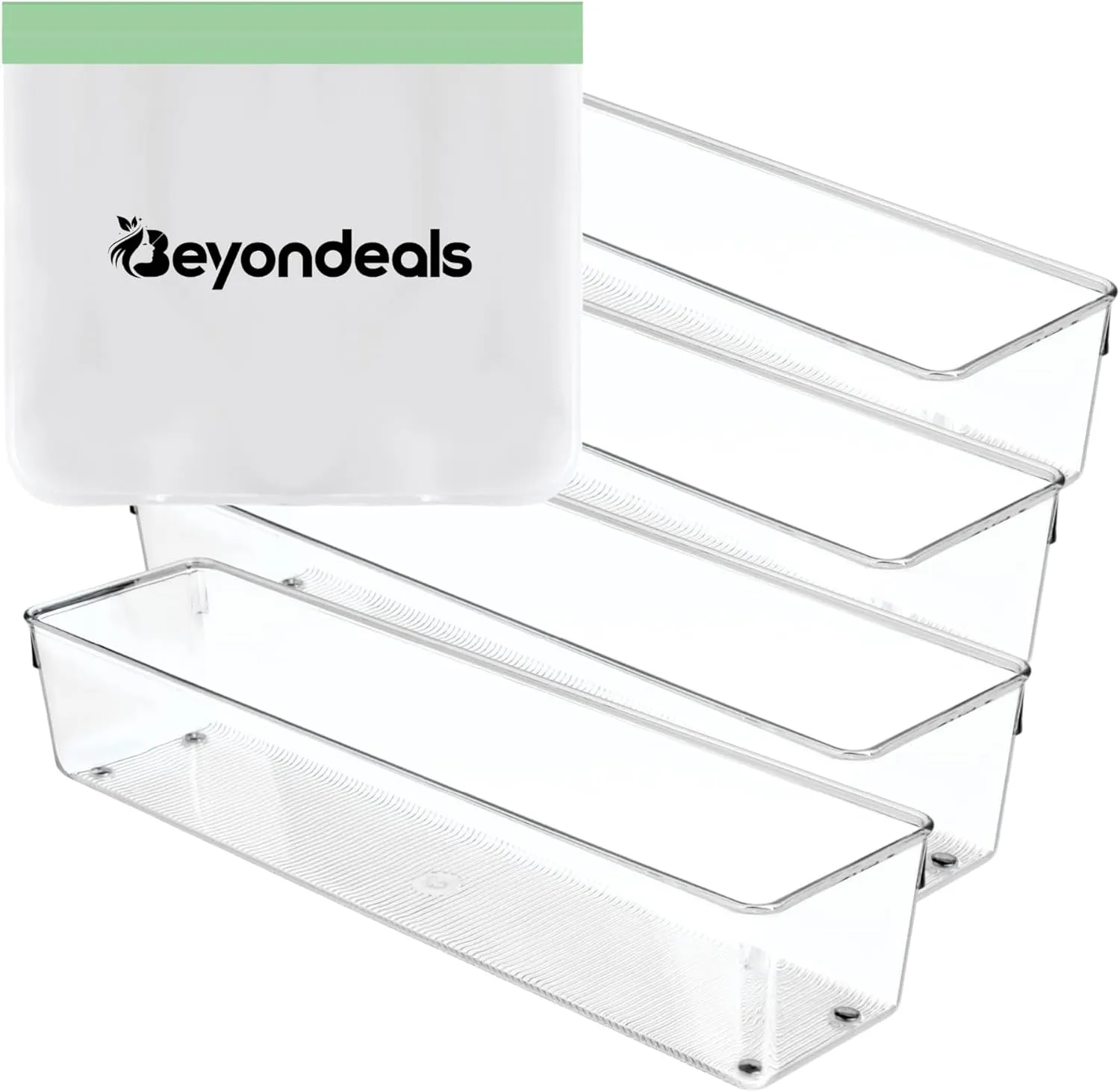 Interdesign Pantry Organizer, Clear Utensil Holder, Bundle Reusable Food Storage Bag, Large, Integrated Handles, Stackable Design, Home & Office Organization~ [Pack Of 4]